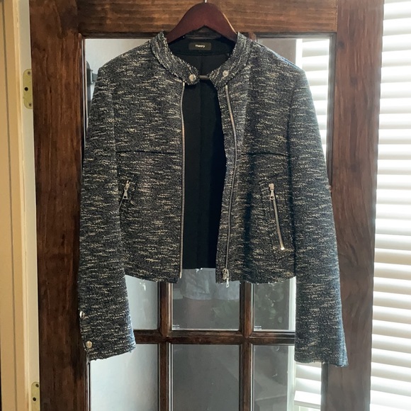 THEORY Navy Bavewick Branson Moto Jacket - SMALL - Picture 8 of 13